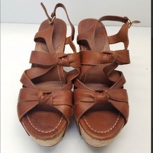 MIU MIU Donna Nappa Cocco Platform Wedge Sandals